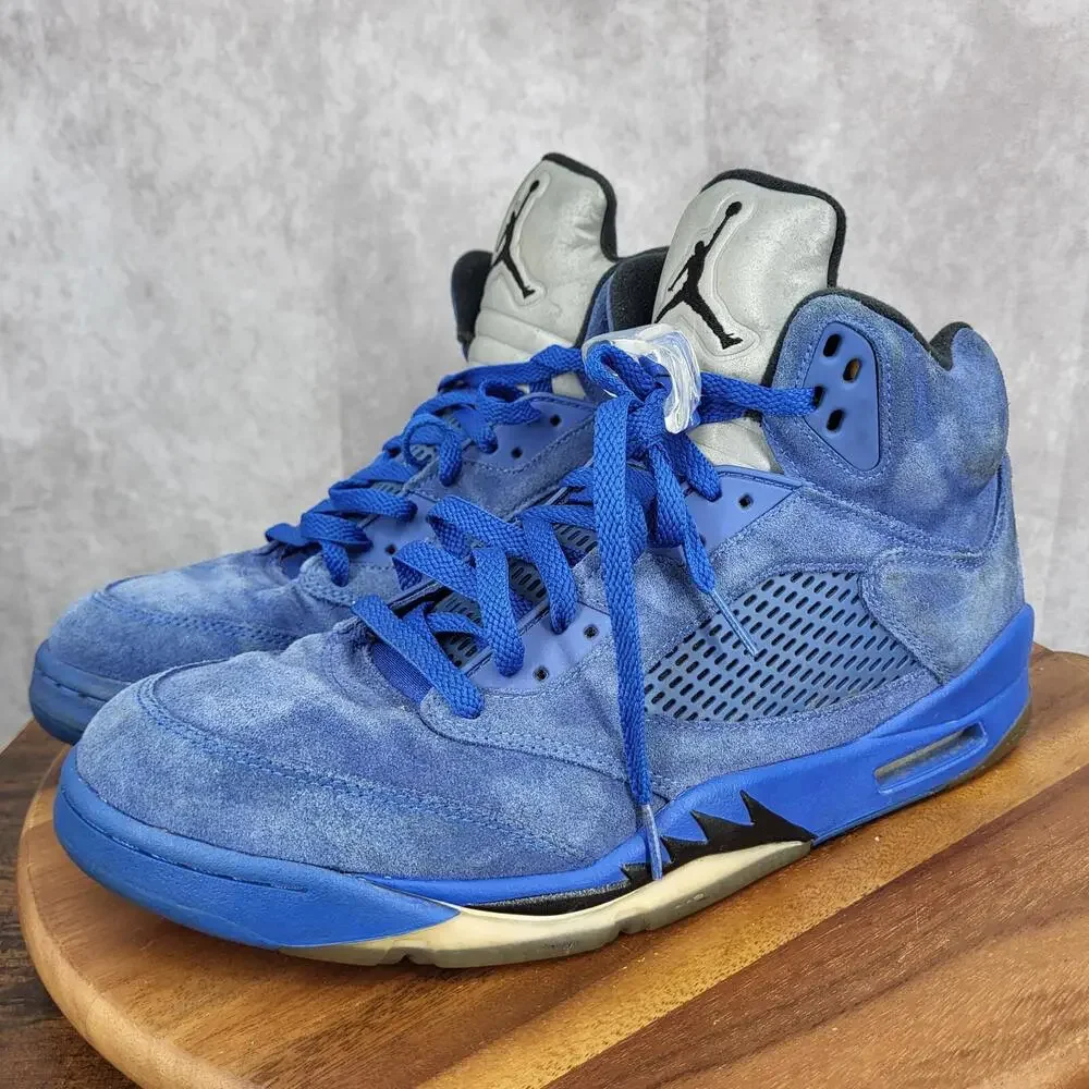 Air Jordan 5 Retro‎ Blue Suede Sneakers Mens 13  Basketball Shoes Authenticated